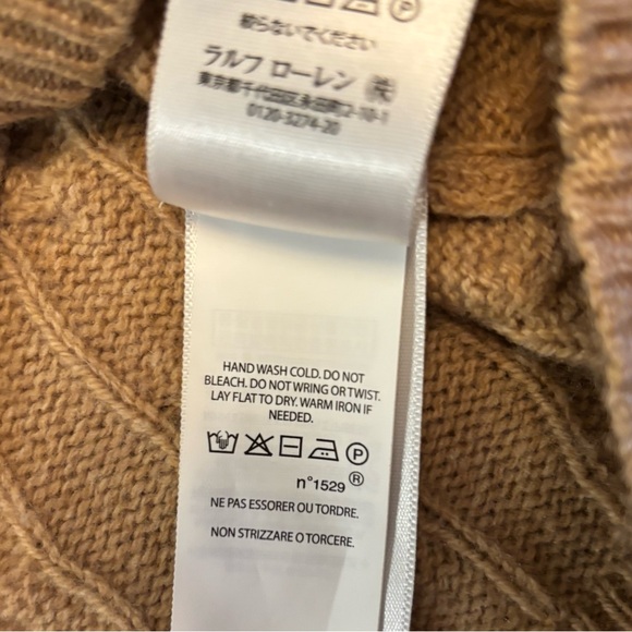 Polo by Ralph Lauren V-Neck Wool Cashmere Blend Sweater in Camel Size S - Picture 5 of 12